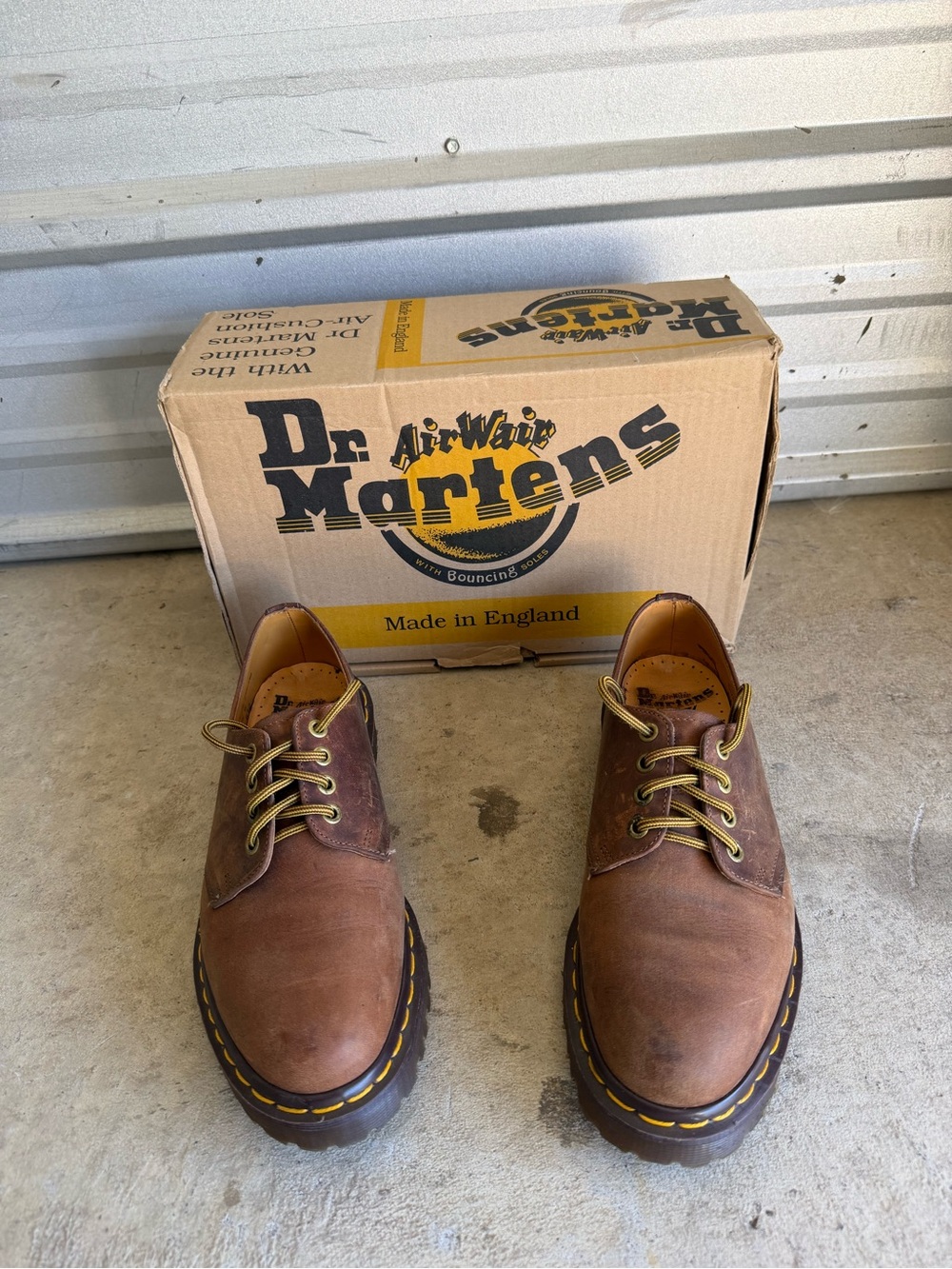 Vintage Dr. Martens Brown Leather 3-Eye Boat Shoe - With Original Box and Papers